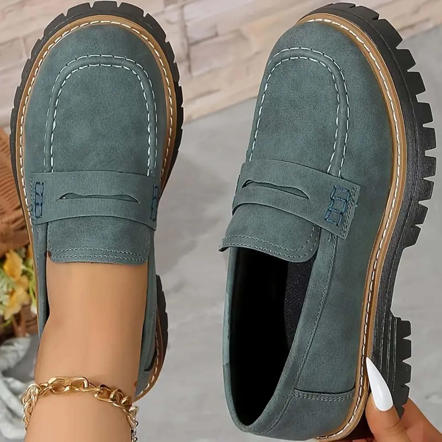 Orthoture-Orthopedic Platform Loafers Comfort Orthopedic Shoes Womens Round Toe Walking Shoe Slip on Dressy Shoes