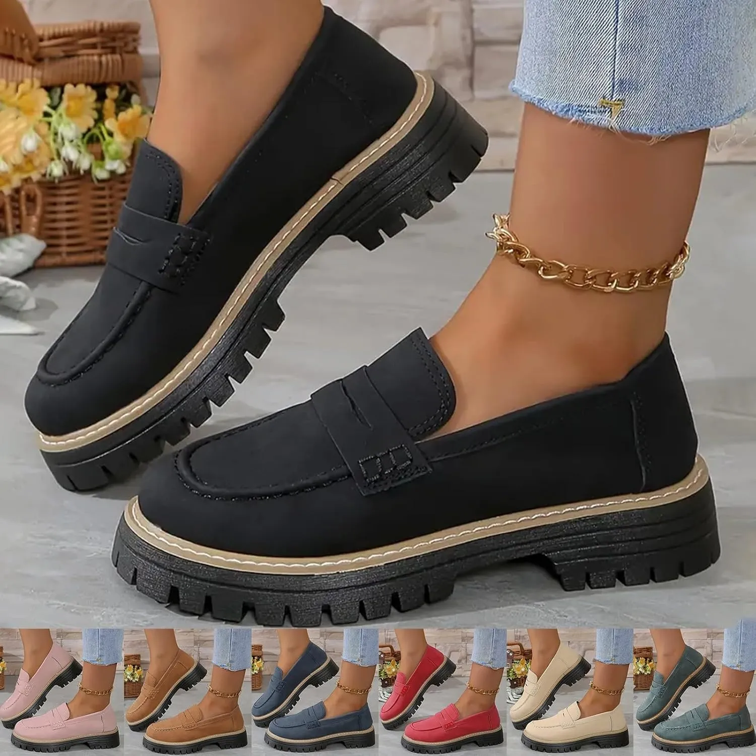 Orthoture-Orthopedic Platform Loafers for Women Suede Chunky Penny Loafer Comfortable Office Business Ortho Shoes
