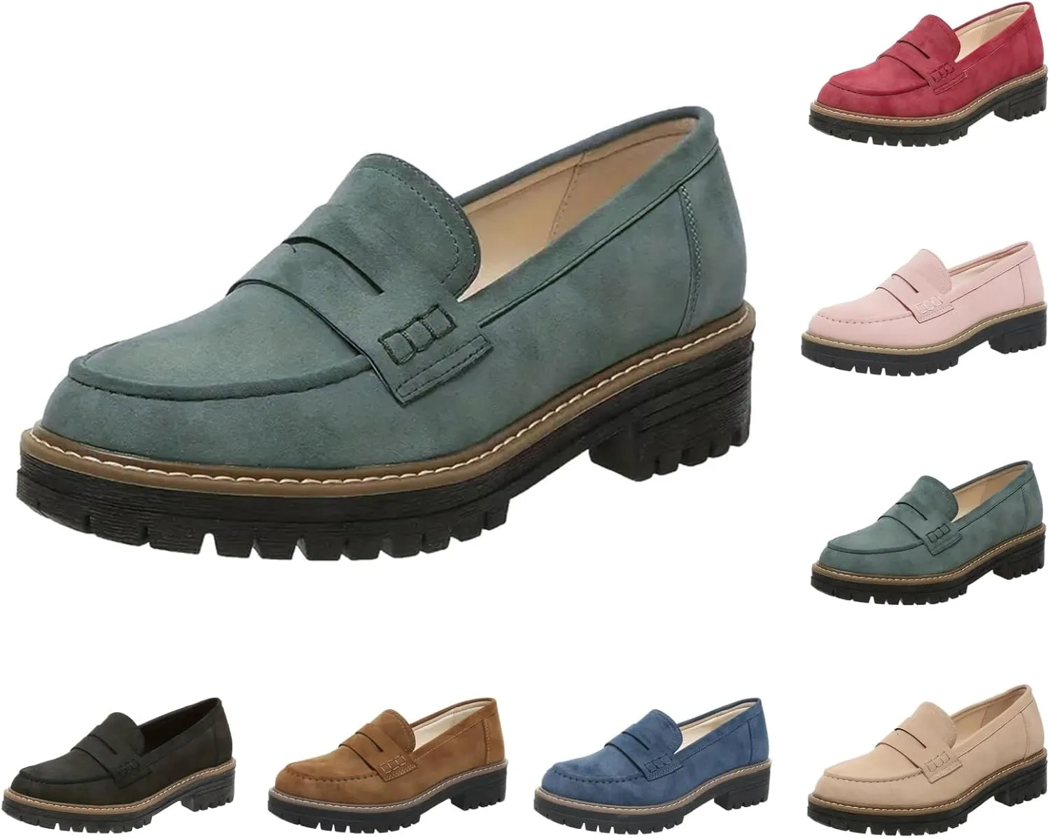 Orthoture-Orthopedic Platform Loafers Wide Toe Lightweight Casual Comfort Shoes Slip-On Chunky Low Heel Fashion Loafers