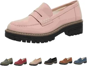 Orthoture Orthopedic Platform Loafers, Womens Round Retro Toe Comfortable Slip On Work Single Lug Sole Loafers