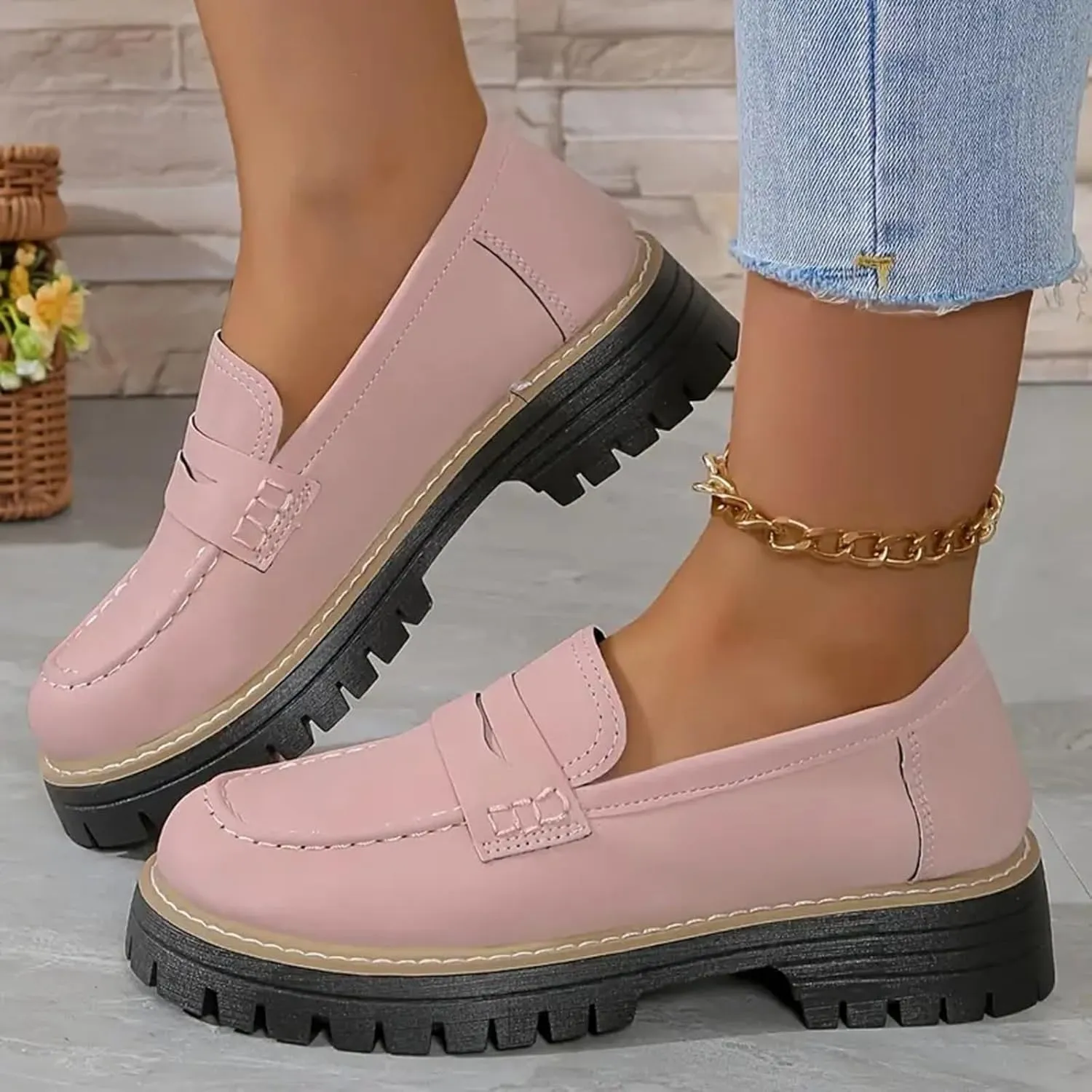 Orthoture Orthopedic Platform Loafers, Womens Round Retro Toe Comfortable Slip On Work Single Lug Sole Loafers