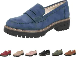 Orthoture Orthopedic Platform Loafers, Womens Round Retro Toe Comfortable Slip On Work Single Lug Sole Loafers