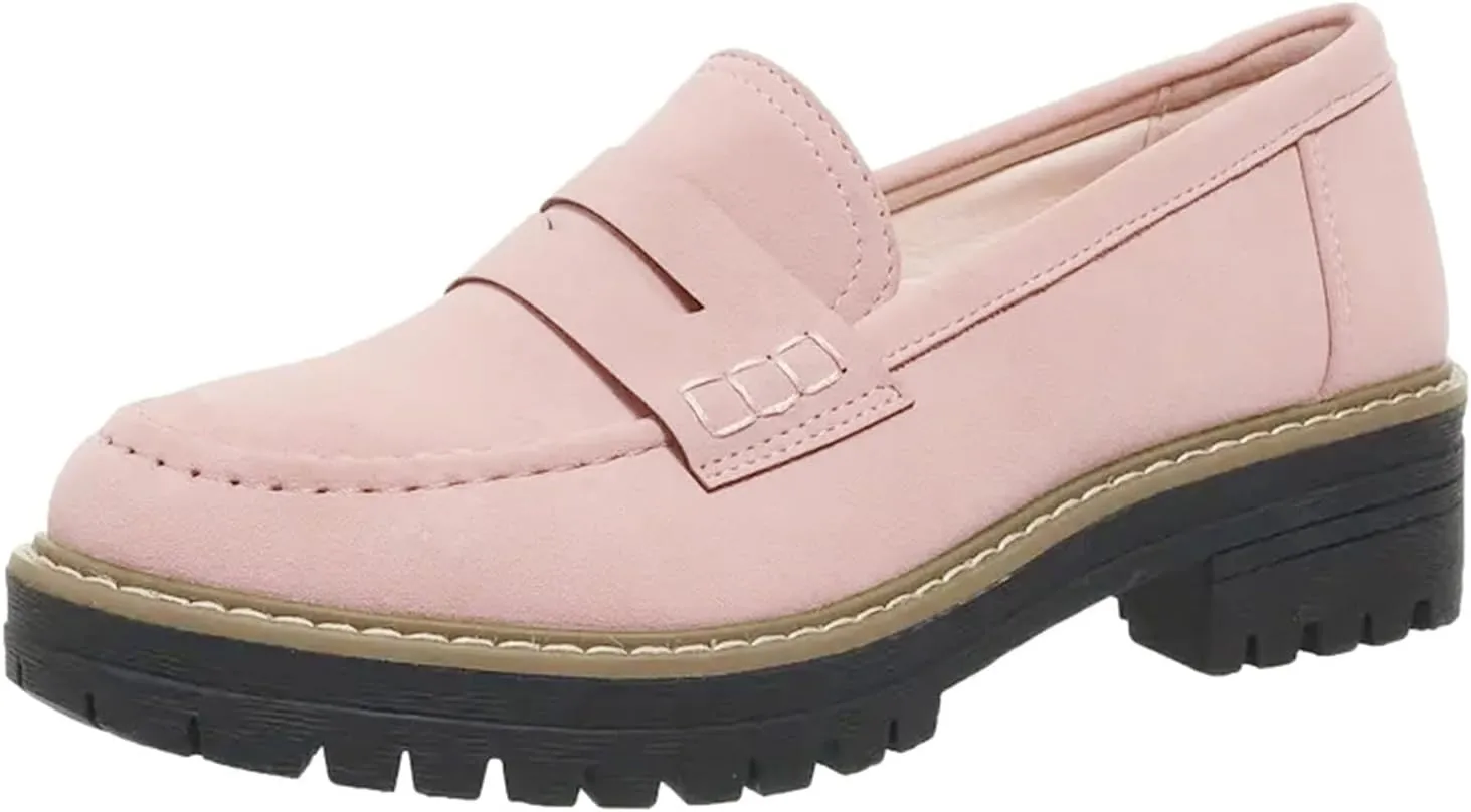 Orthoture Orthopedic Platform Loafers, Womens Round Retro Toe Comfortable Slip On Work Single Lug Sole Loafers