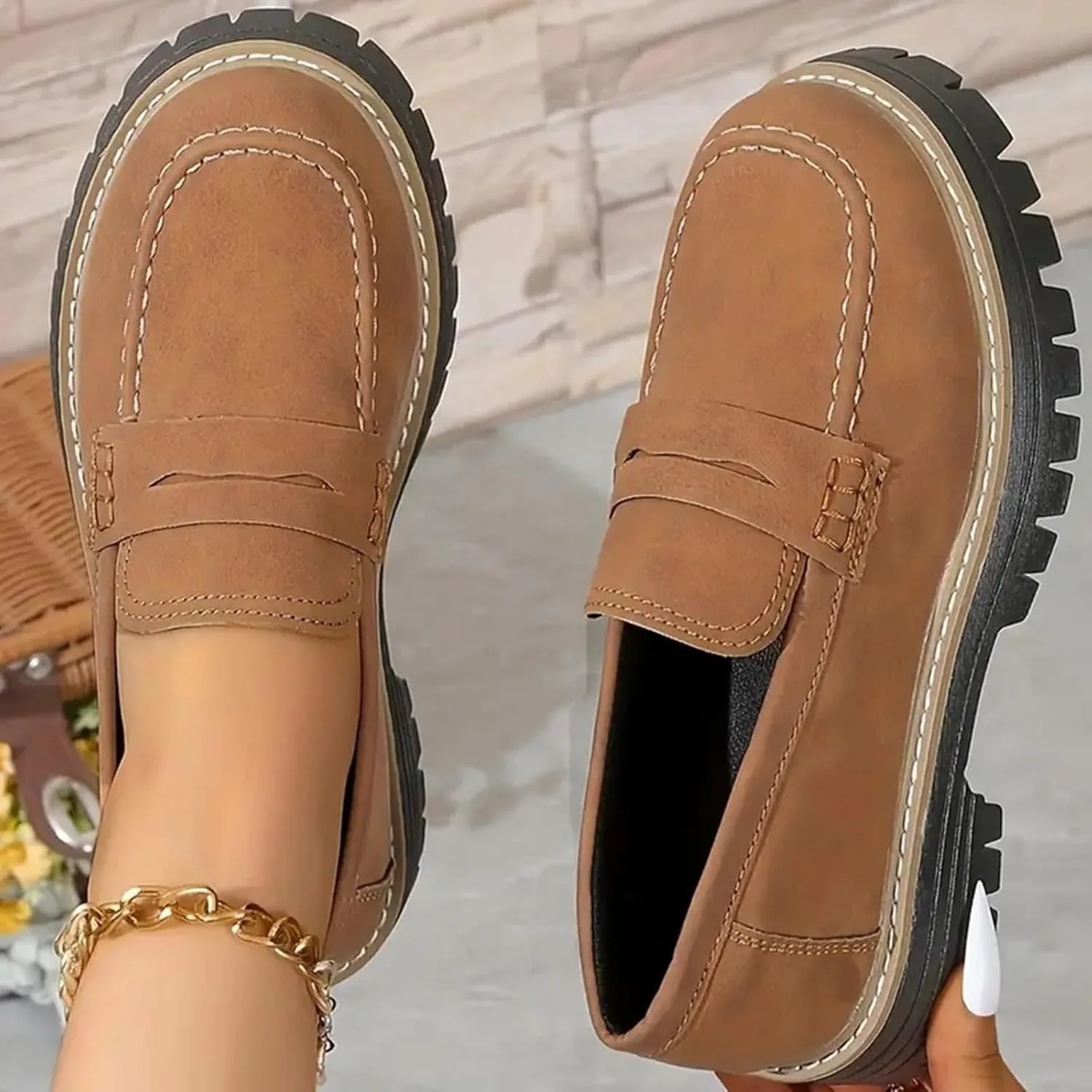 Orthoture-Orthopedic Platform Loafers,Wide Toe Lightweight Casual Comfort Shoes,Slip-On Suitable for All Foot Shapes
