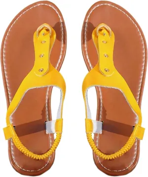 OYOANGLE Women's Toe Post Thong Sandals Open Toe Ankle Strap Dressy Flat Sandals