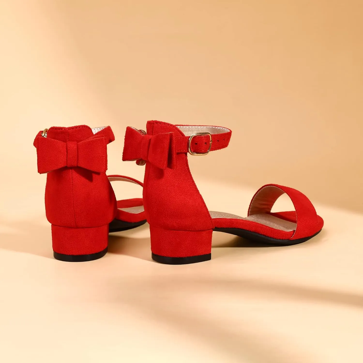 PANDANINJIA Girls Dress Shoes Toddler Kids Heels Sandals Ankle Strap Wedding Party Phoebe Flower Girl Shoes