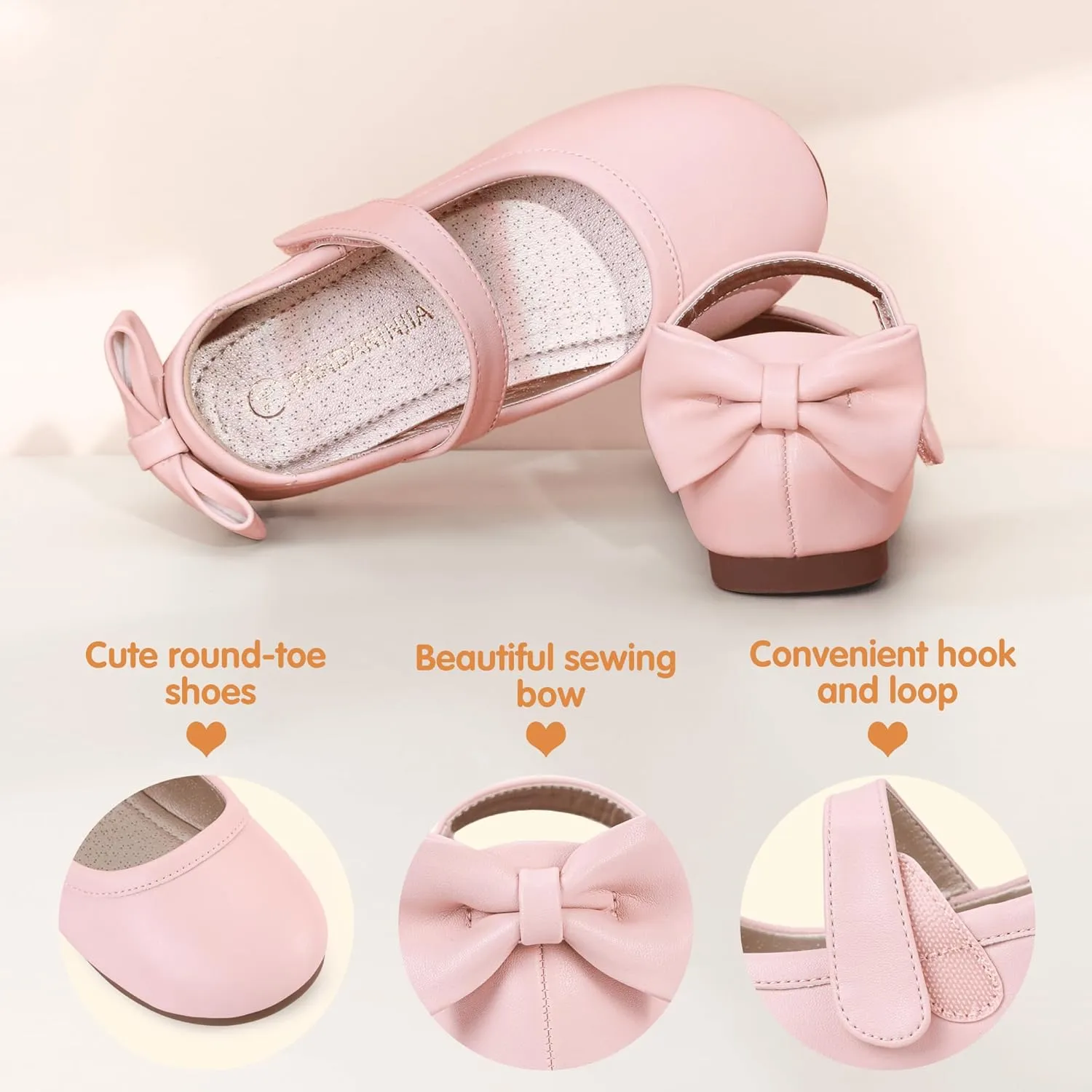 PANDANINJIA Toddler/Little Kid Girl's Angela Dress Mary Jane Ballet Flats Bow Flower Girl Wedding Party Ballerina Flat Shoes