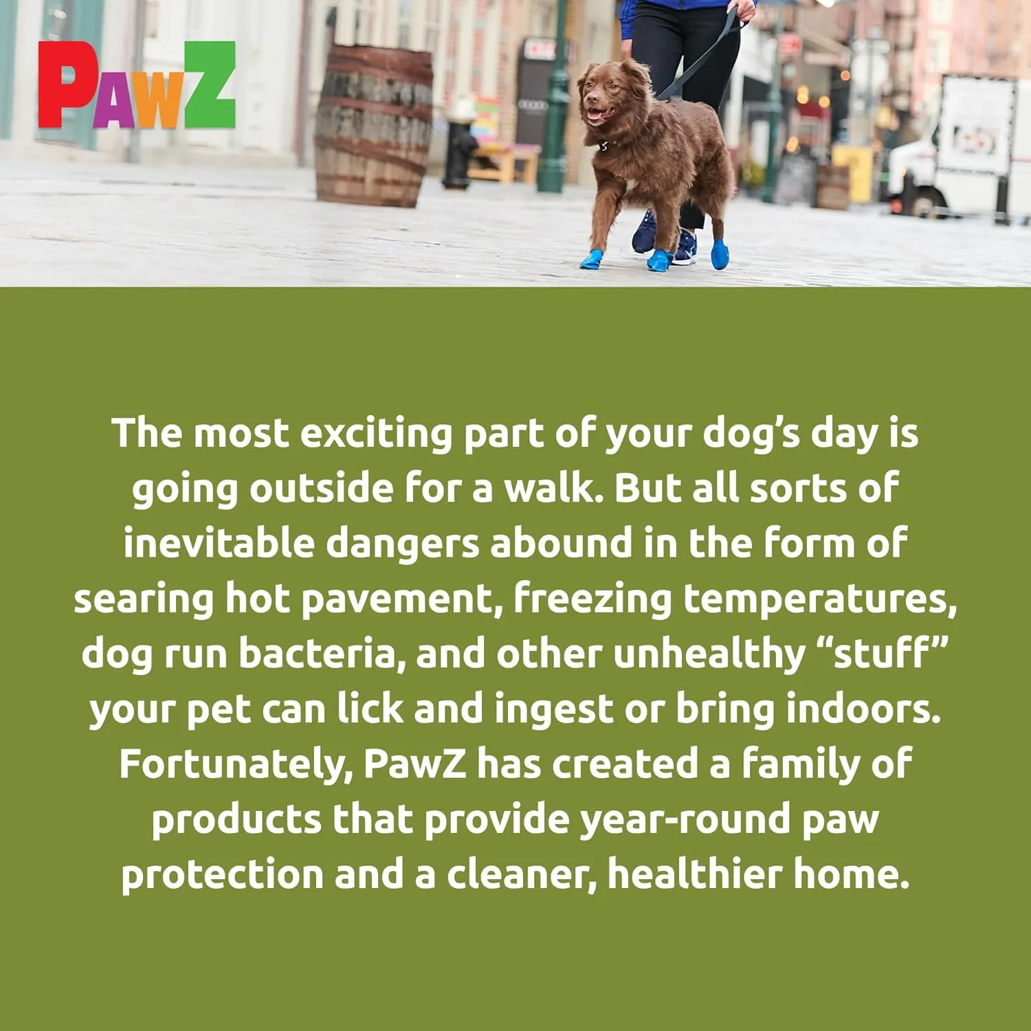 PawZ Rubber Dog Boots for Paws up to 3", 24 Total (2 Packs of 12) - All-Weather Dog Booties for Hot Pavement, Snow, Mud, and Rain - Waterproof, Anti Slip Dog Socks - Medium, Olive Green