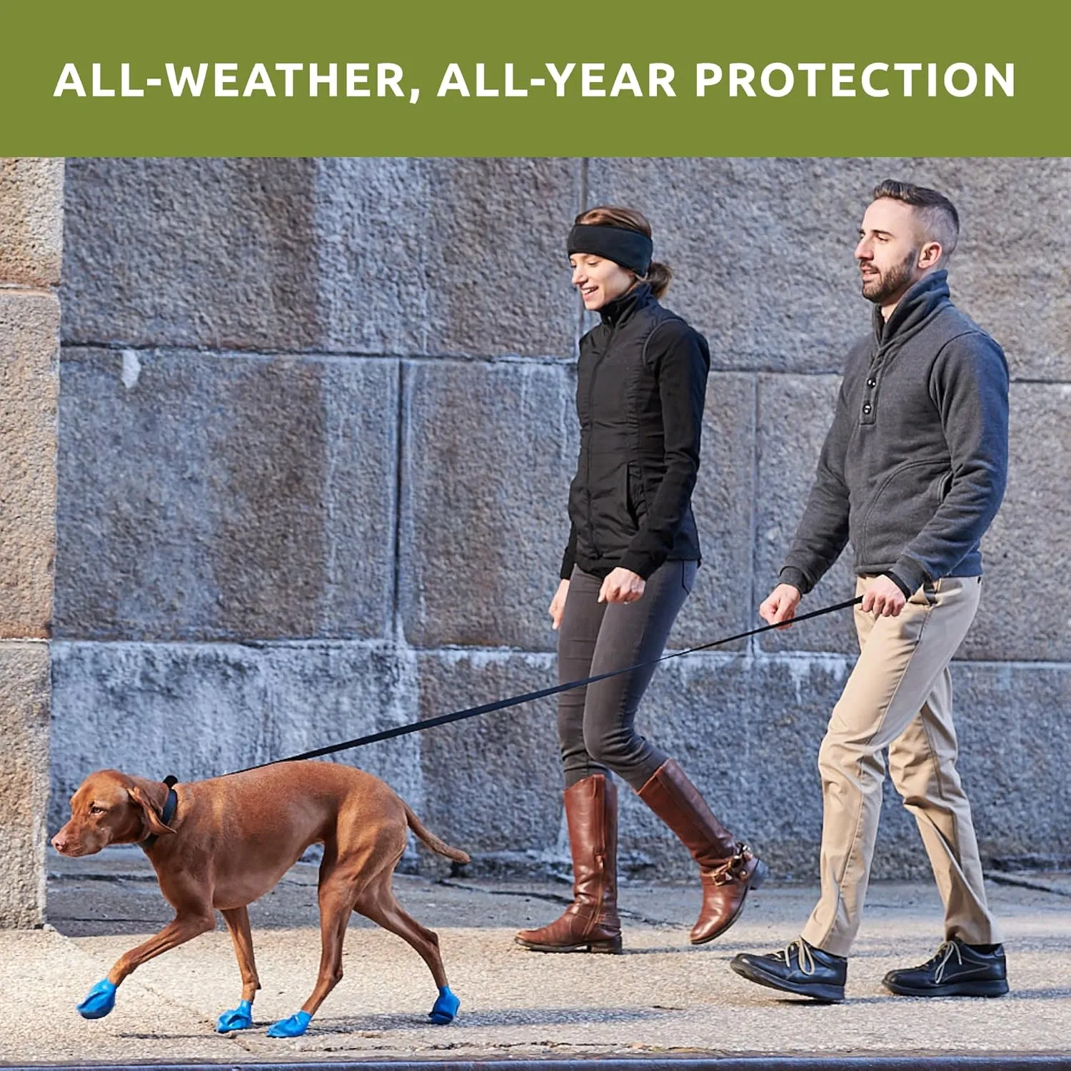 PawZ Rubber Dog Boots for Paws up to 3", 24 Total (2 Packs of 12) - All-Weather Dog Booties for Hot Pavement, Snow, Mud, and Rain - Waterproof, Anti Slip Dog Socks - Medium, Olive Green
