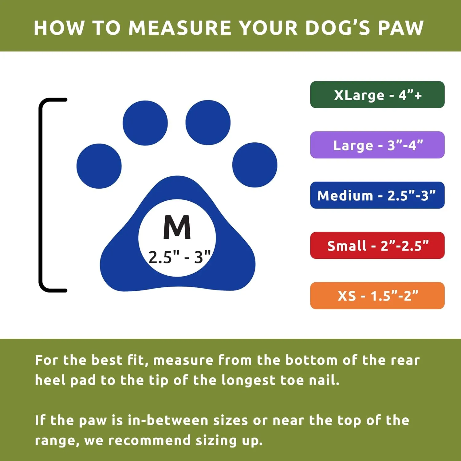PawZ Rubber Dog Boots for Paws up to 3", 24 Total (2 Packs of 12) - All-Weather Dog Booties for Hot Pavement, Snow, Mud, and Rain - Waterproof, Anti Slip Dog Socks - Medium, Olive Green