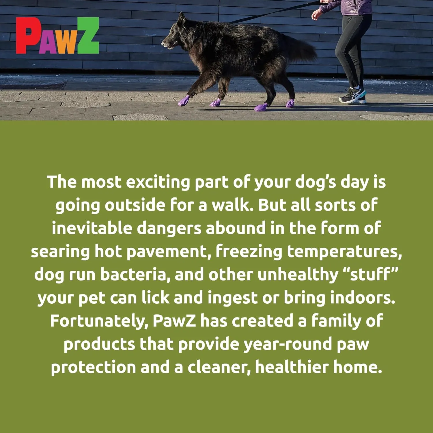 PawZ Rubber Dog Boots for Paws up to 4", 24 Total (2 Packs of 12) - All-Weather Dog Booties for Hot Pavement, Snow, Mud, and Rain - Waterproof, Anti Slip Dog Socks - Large, Olive Green