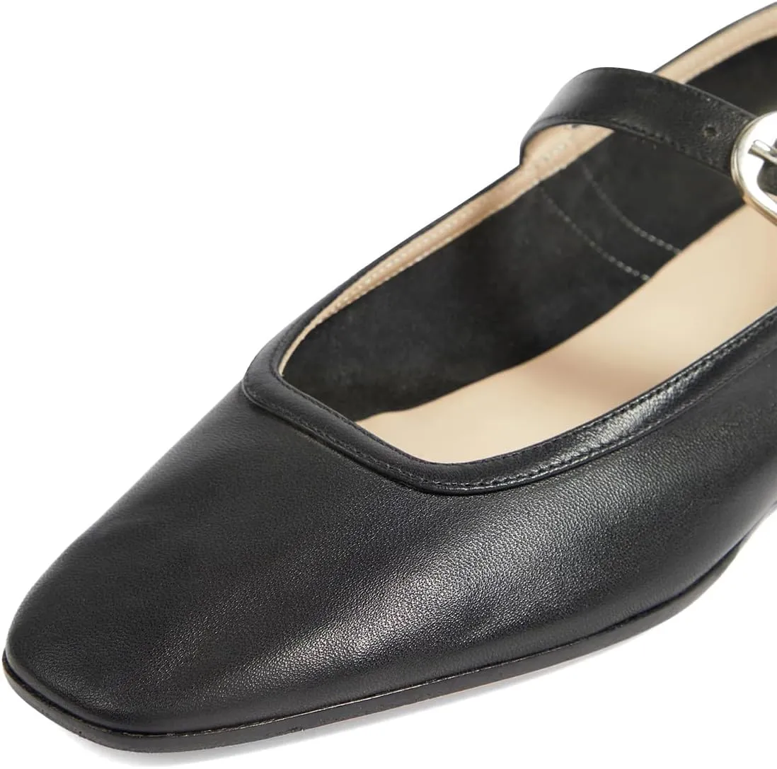 Pazzion Women Comfortable Closed Squared Toe Mary Jane Flats Easy Strap Buckled Slip On Ballet Flat Cozy Walking Dating Dress Shoes Size 4-16 US