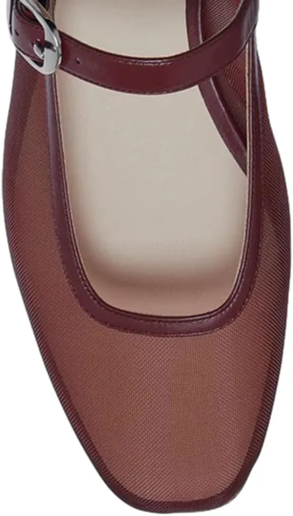 Pazzion Women Comfortable Closed Squared Toe Mary Jane Flats Easy Strap Buckled Slip On Ballet Flat Cozy Walking Dating Dress Shoes Size 4-16 US