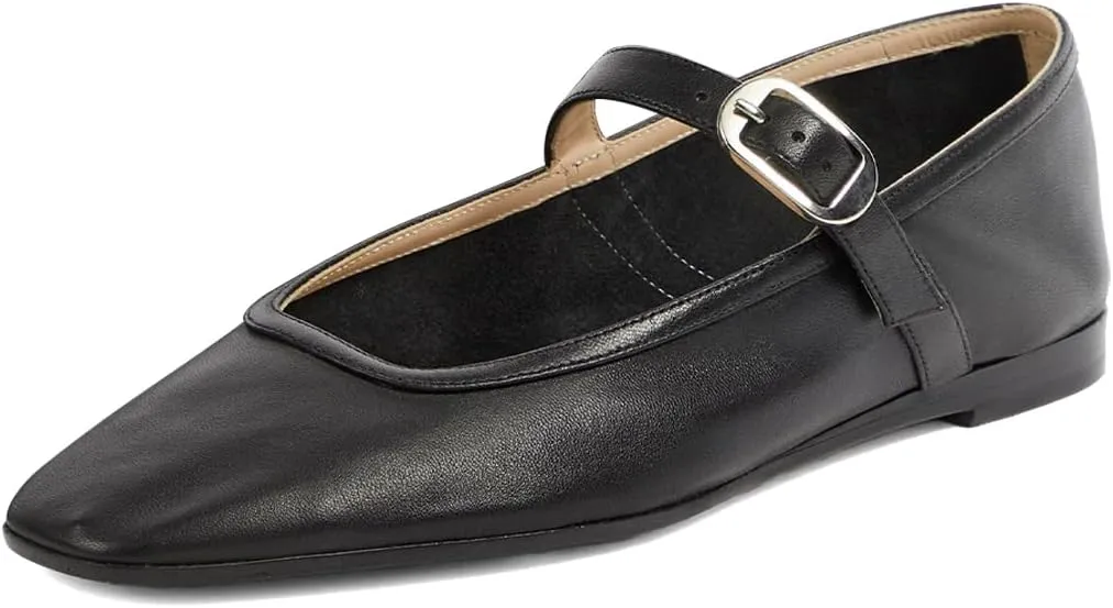 Pazzion Women Comfortable Closed Squared Toe Mary Jane Flats Easy Strap Buckled Slip On Ballet Flat Cozy Walking Dating Dress Shoes Size 4-16 US