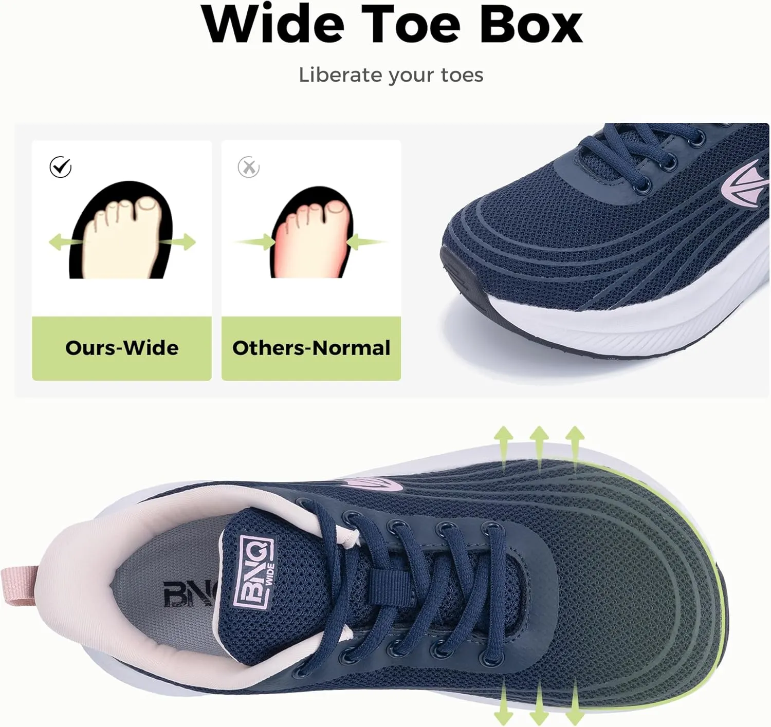PERSOUL Wide Toe Box Shoes Women Walking Shoes with Arch Support Comfortable Tennis Sneakers for Plantar Fasciitis Foot Pain Relief US 6-11