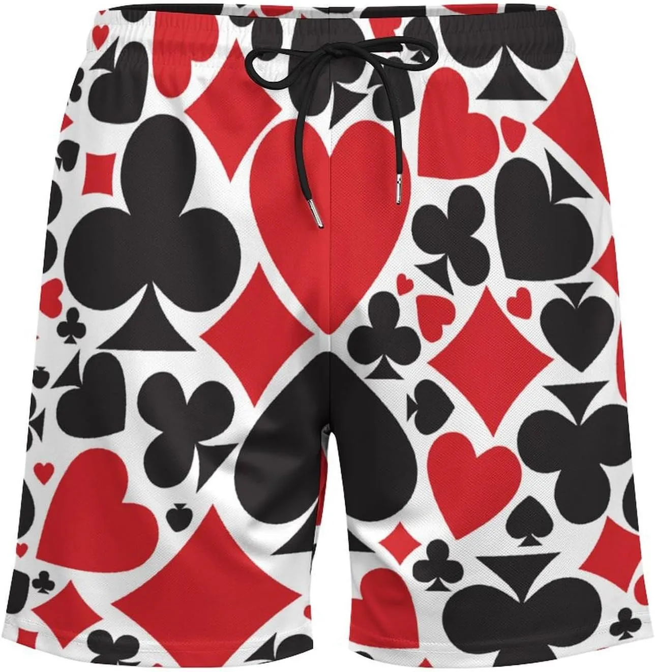 Poker Card Print Shorts Mens Beach Short Compression Liner Short Pants Sport Shorts Quick Dry Stretch Trunks Beach