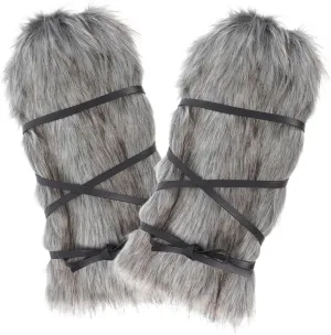 PRETYZOOM Viking Style Faux Fur Leg Warmers Soft and Comfortable for Cosplay Halloween and Winter Warmth Leg Wraps (40cm)
