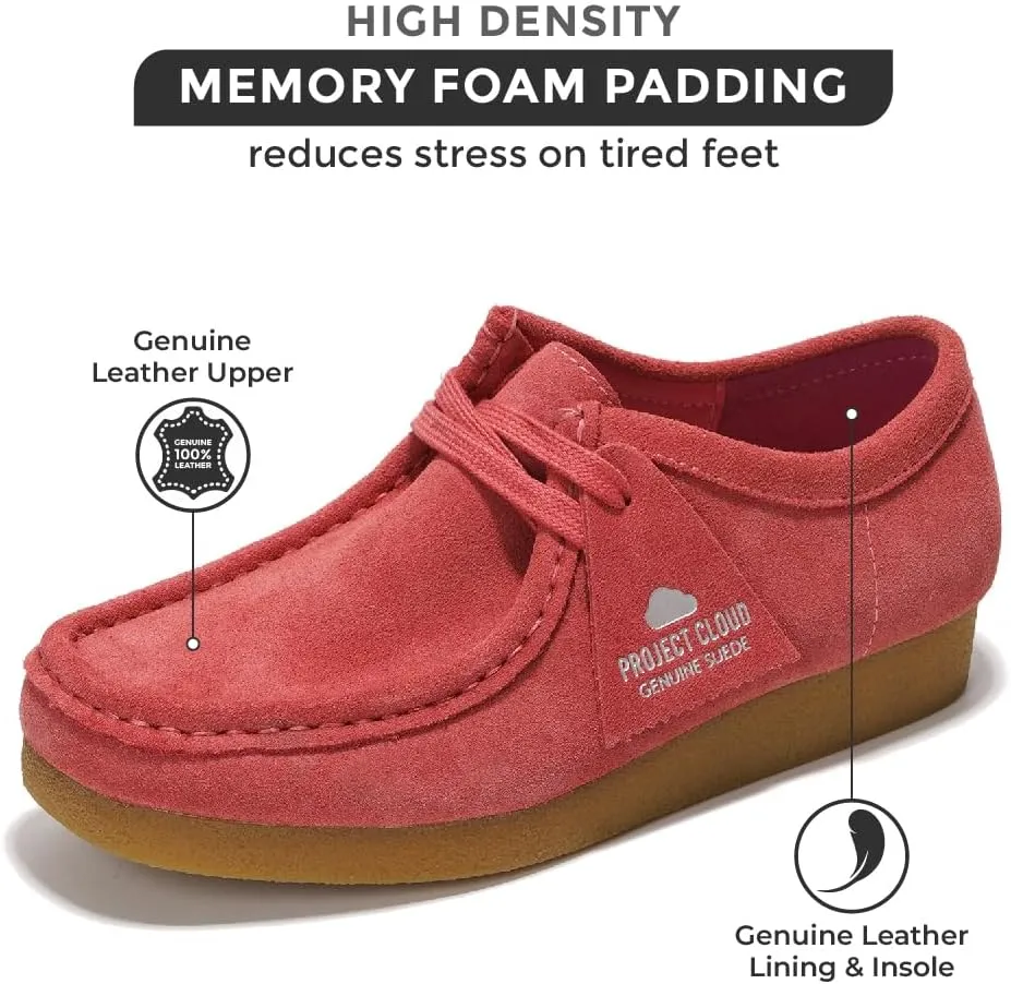Project Cloud Genuine Leather Womens Shoes - Memory Foam Insole Oxford Shoes for Women Footwear - Lightweight Anti-Slip Sole Casual Work Loafers with Lace (Wally)