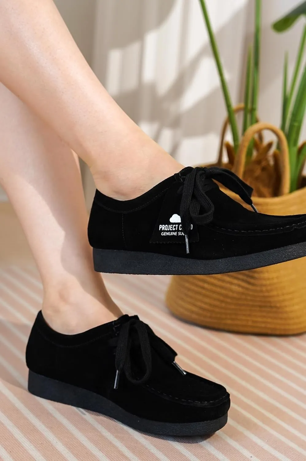 Project Cloud Genuine Leather Womens Shoes - Memory Foam Insole Oxford Shoes for Women Footwear - Lightweight Anti-Slip Sole Casual Work Loafers with Lace (Wally)