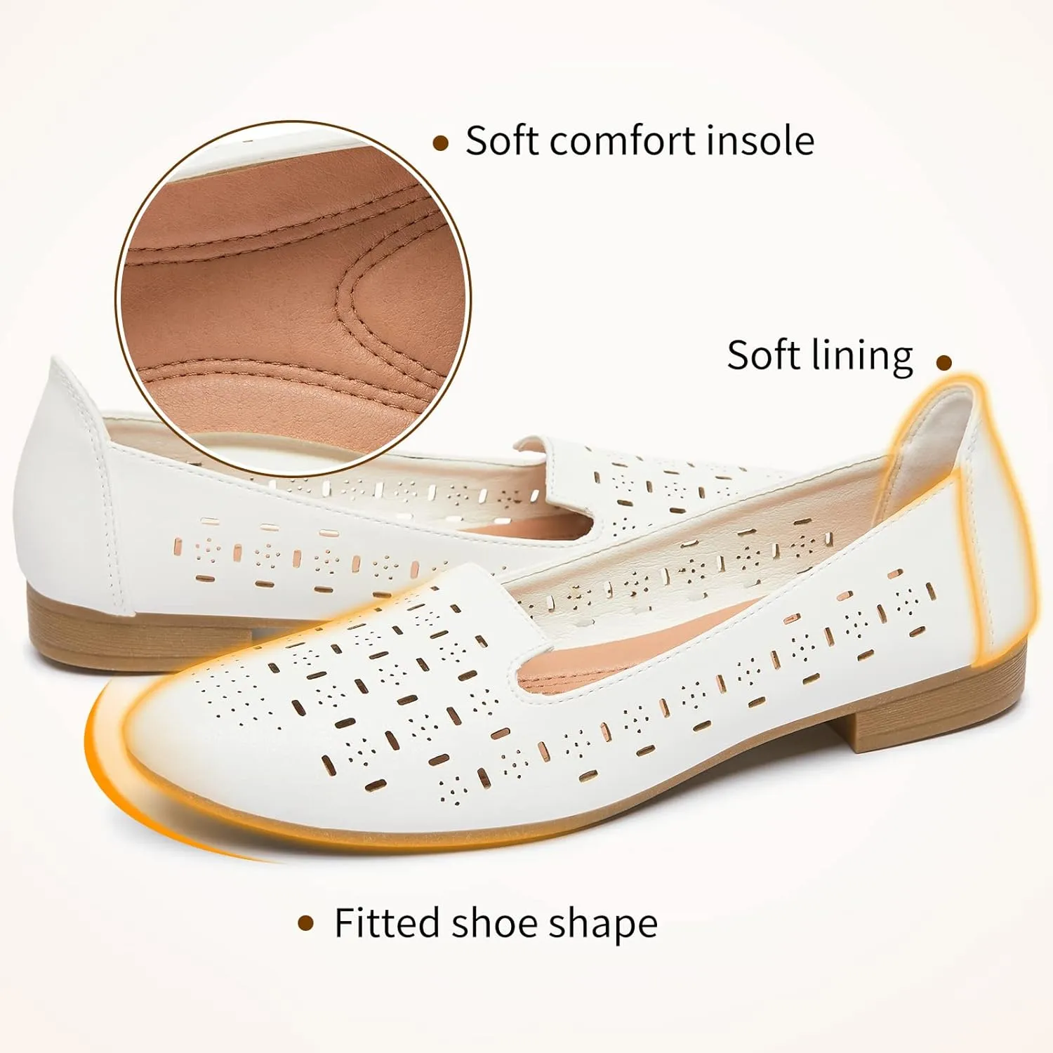 Rominz Women's Flats Shoes Comfortable Black PU Leather Ballet Flats for Women Casual Round Toe Dress Shoes Slip on Shoes Lightweight Foldable