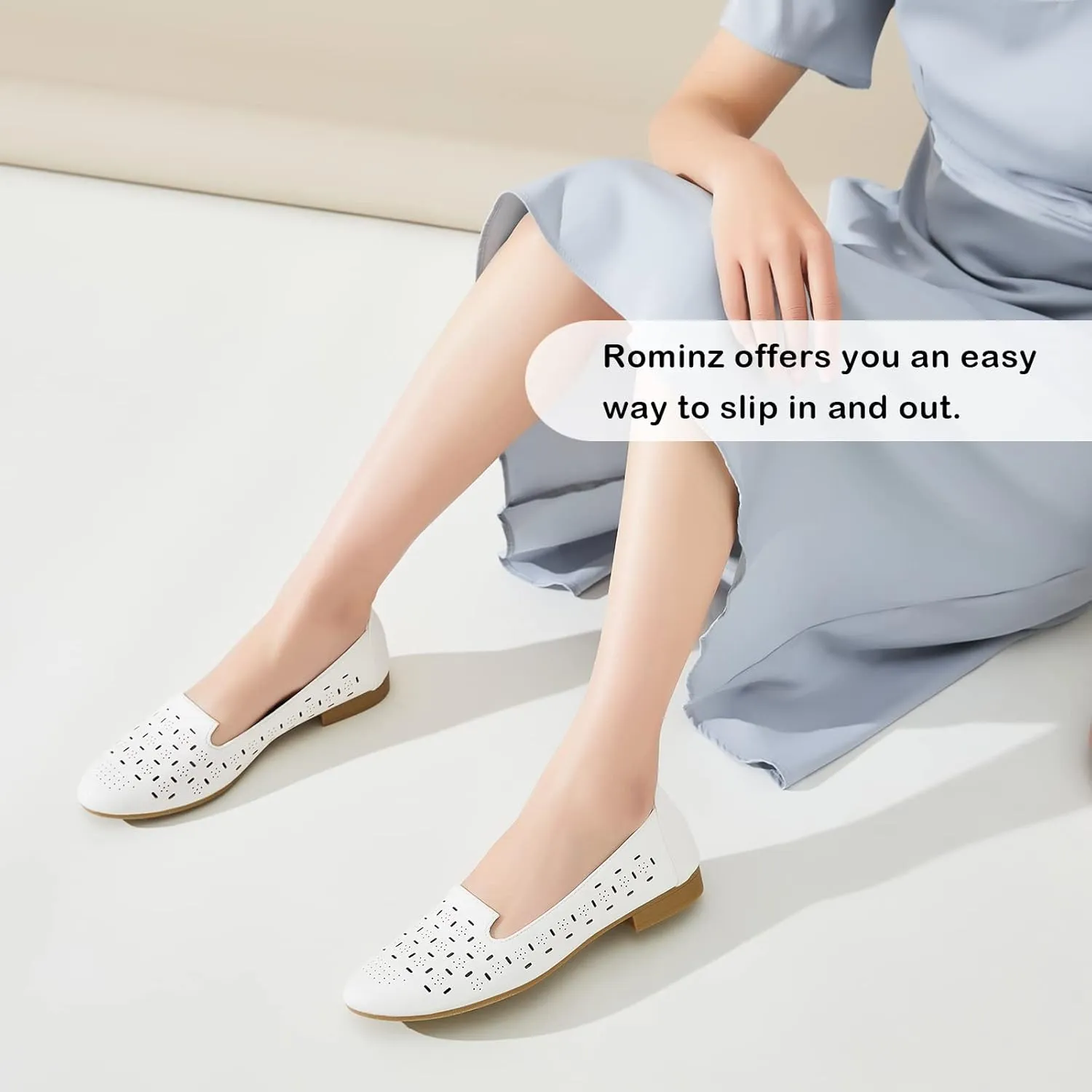 Rominz Women's Flats Shoes Comfortable Black PU Leather Ballet Flats for Women Casual Round Toe Dress Shoes Slip on Shoes Lightweight Foldable