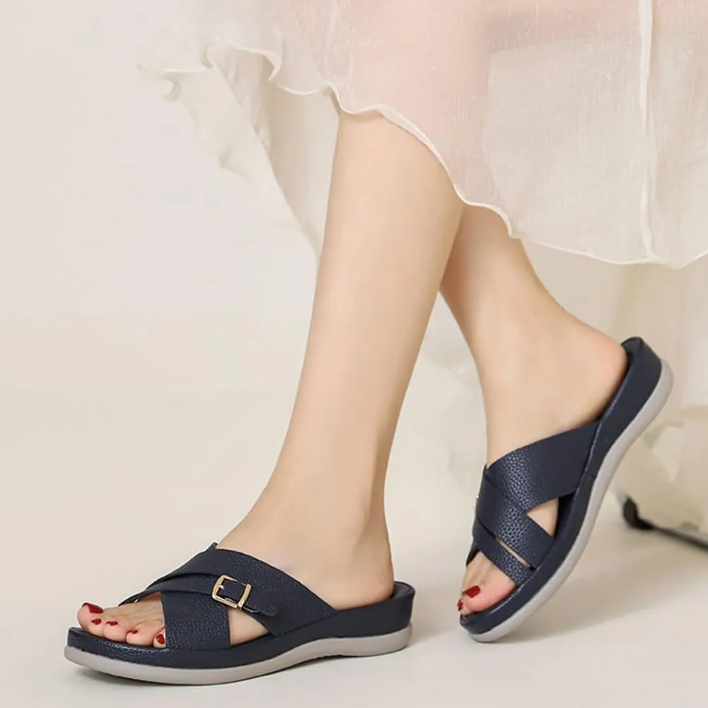 Rungion Summer Wedge Sandals for Women Slip On Dressy Comfortable Slides Sandals Lightweight Non-slip Platform Beach Shoes