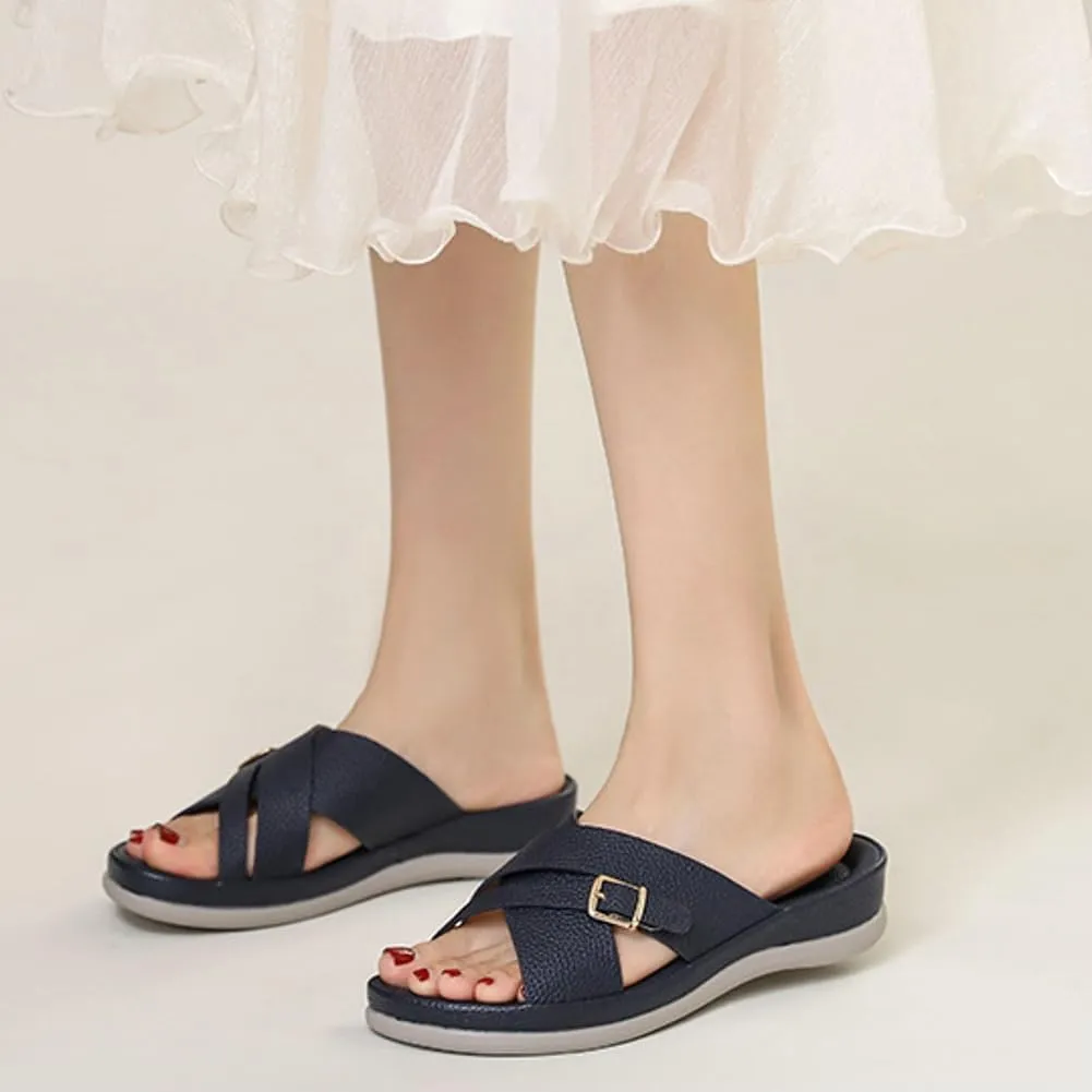 Rungion Summer Wedge Sandals for Women Slip On Dressy Comfortable Slides Sandals Lightweight Non-slip Platform Beach Shoes