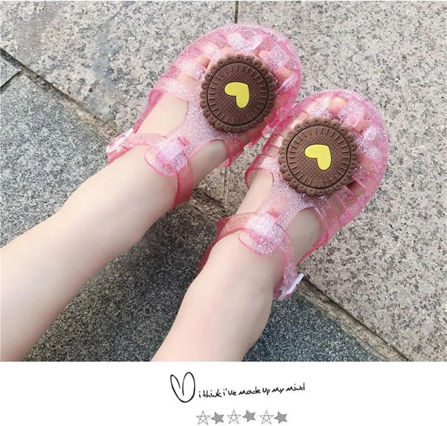 Sandals Summer Girl Boy Shoes Cartoon Biscuits Jelly Beach Shoes Hollow Fisherman Sandals(White,34in20.4cm)