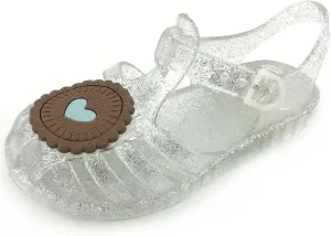 Sandals Summer Girl Boy Shoes Cartoon Biscuits Jelly Beach Shoes Hollow Fisherman Sandals(White,34in20.4cm)
