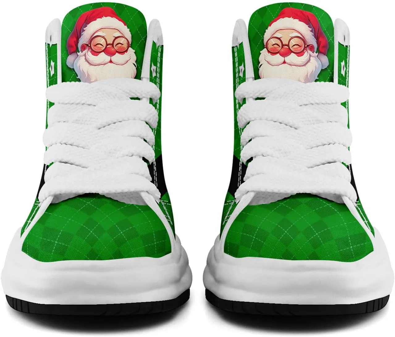 Santa-Themed High-Top Sneakers, Festive Footwear, Comfortable Lightweight Shoes for Men Women, Christmas Day