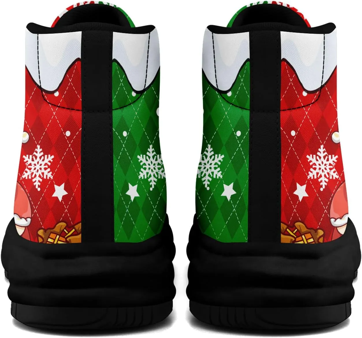 Santa-Themed High-Top Sneakers, Festive Footwear, Comfortable Lightweight Shoes for Men Women, Christmas Day