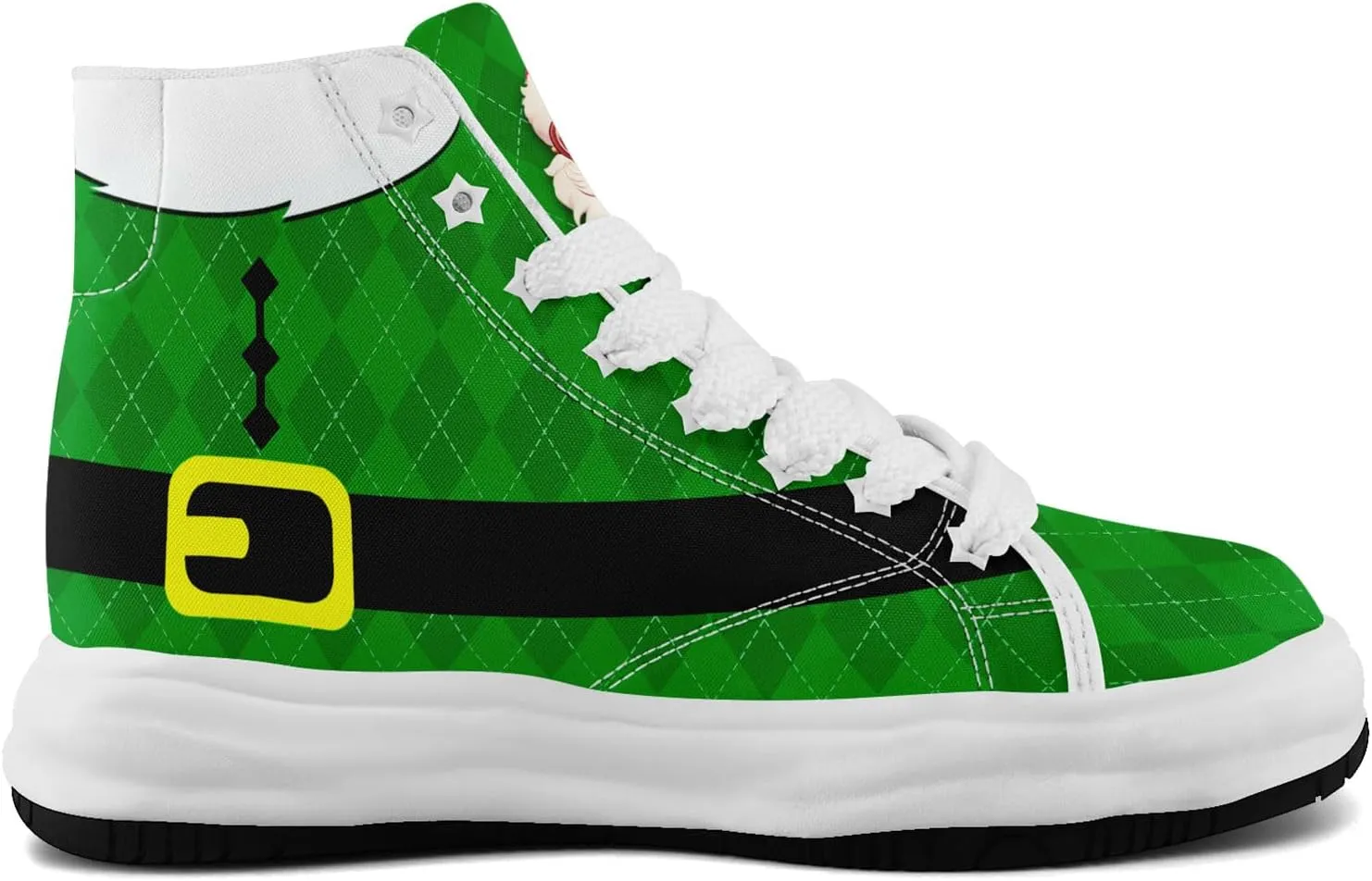 Santa-Themed High-Top Sneakers, Festive Footwear, Comfortable Lightweight Shoes for Men Women, Christmas Day