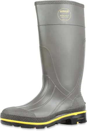 Servus Pro 15" PVC Chemical-Resistant Steel Toe Men's Work Boots, Gray, Yellow & Black (75101)
