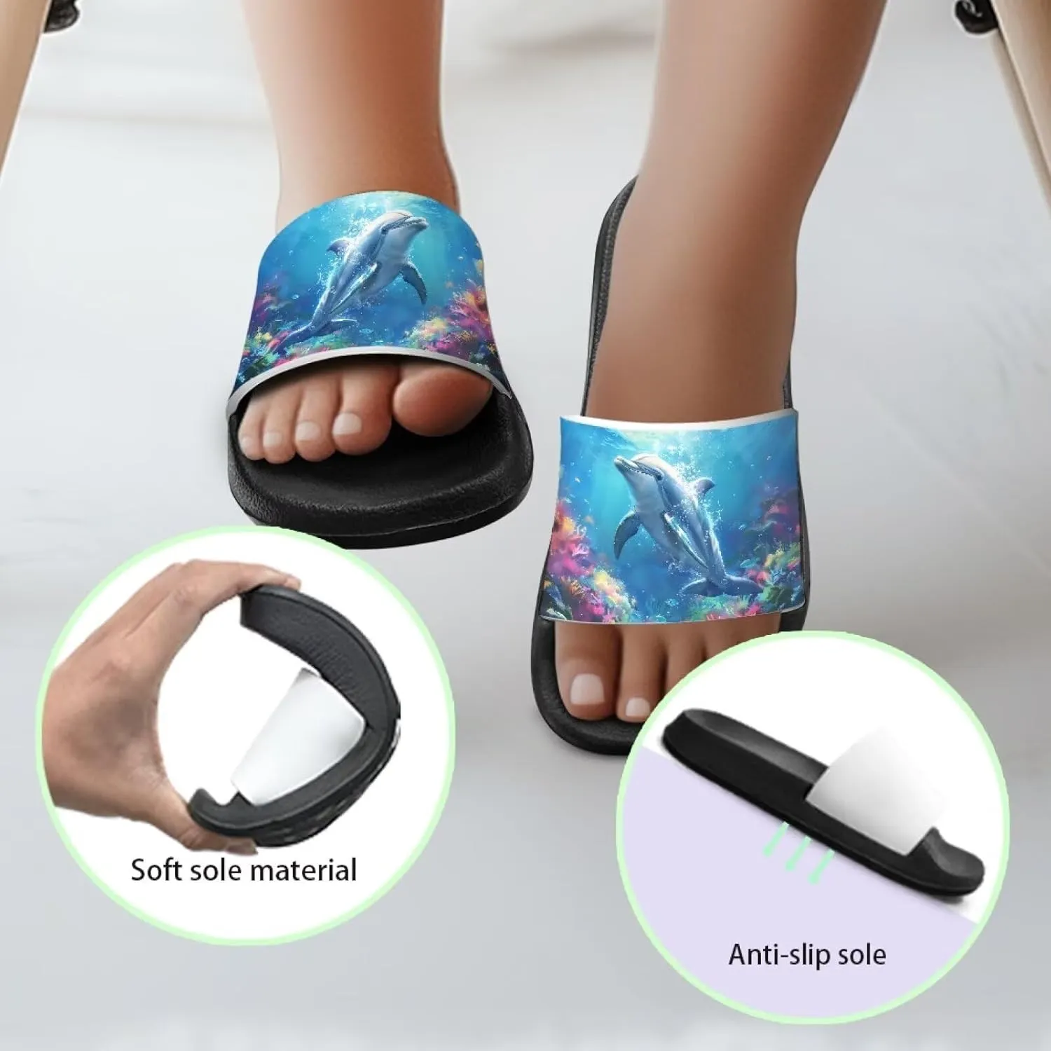 Shark Kids Slide Sandals Quick Drying Pool Slides for Boys Girls