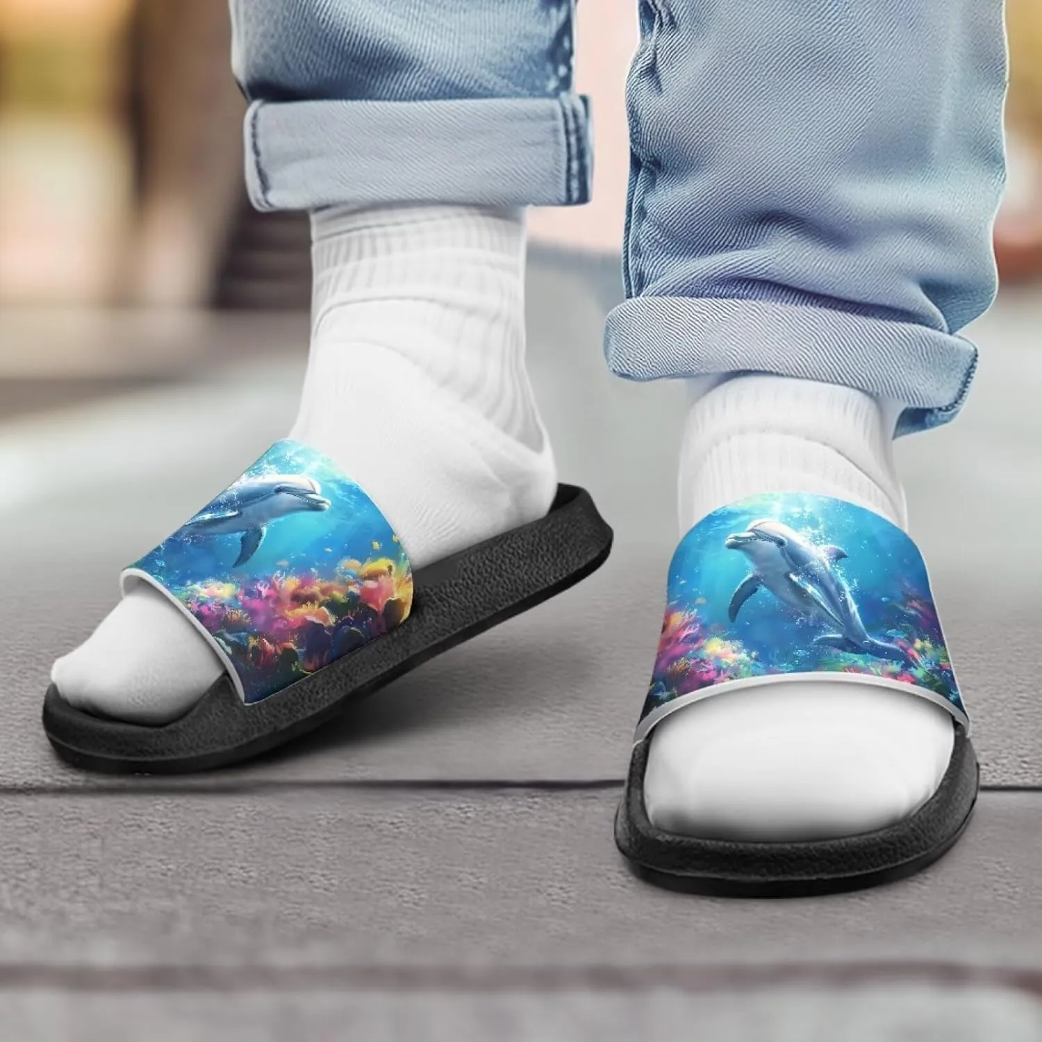 Shark Kids Slide Sandals Quick Drying Pool Slides for Boys Girls