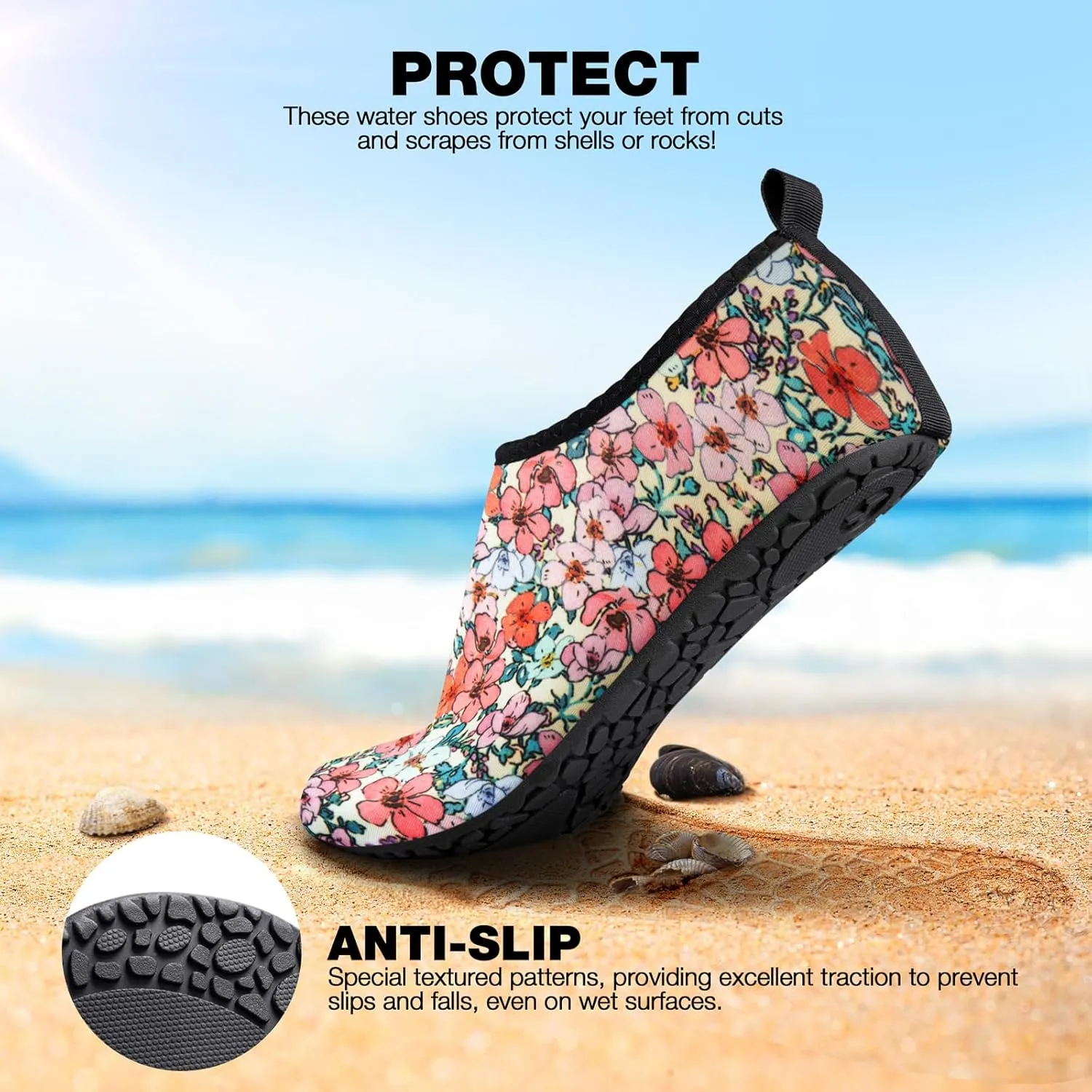 SIMARI Water Shoes Women Men Aqua Socks Beach Barefoot Quick Drying Aqua Aerobics Swim Pool Non Slip Outdoor Travel Essentials Surf River Lake Snorkeling Kayak Yoga Adult Youth