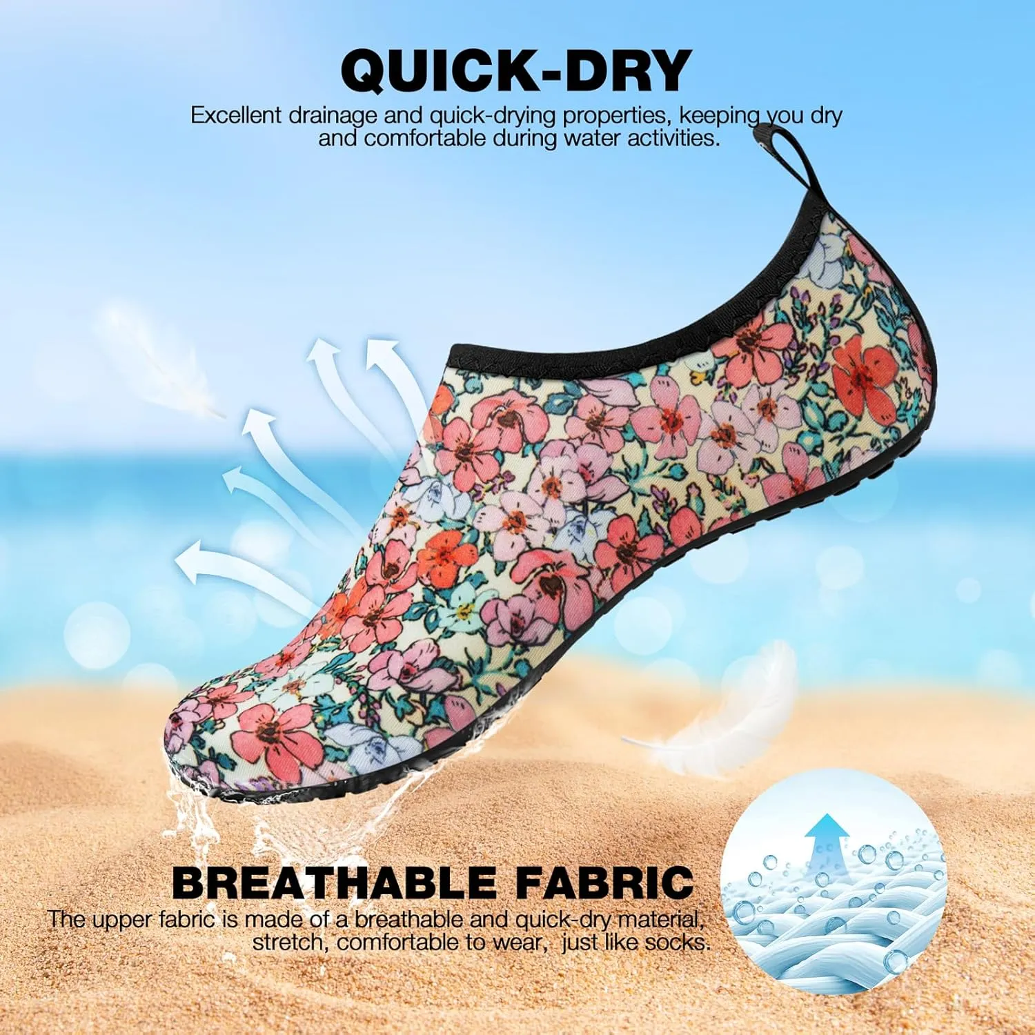 SIMARI Water Shoes Women Men Aqua Socks Beach Barefoot Quick Drying Aqua Aerobics Swim Pool Non Slip Outdoor Travel Essentials Surf River Lake Snorkeling Kayak Yoga Adult Youth