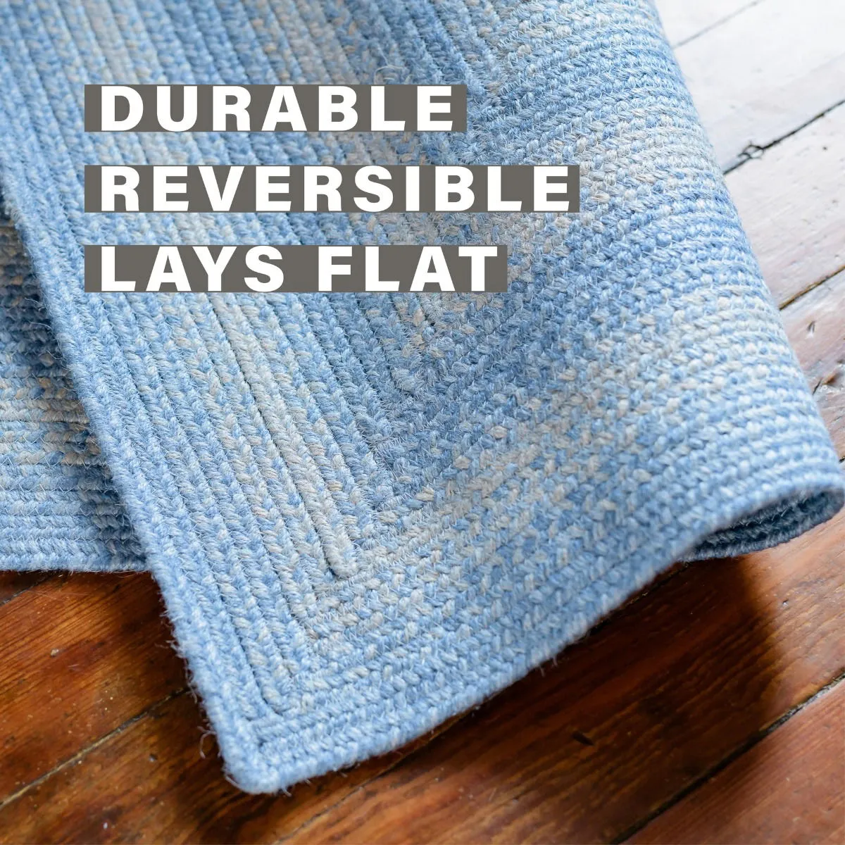 Sky Blue Jute Braided Area Rug