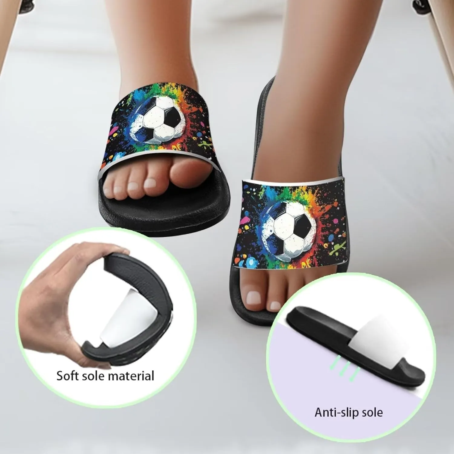Slide Sandals for Boys Quick Dry Summer Slippers Kids Lightweight Pool Sandals