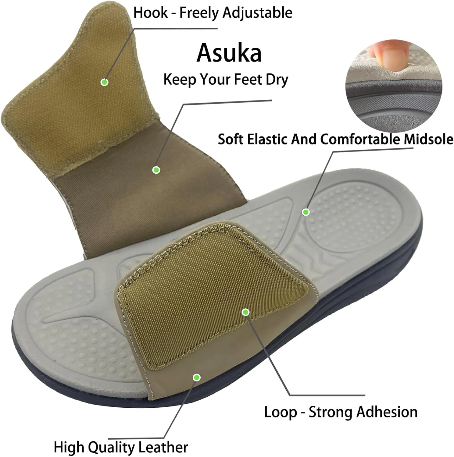 Slide Sandals for Women with Adjustable Width Arch Support Orthotic for Plantar Fasciitis Swollen Feet Pain Relief Neuropathy