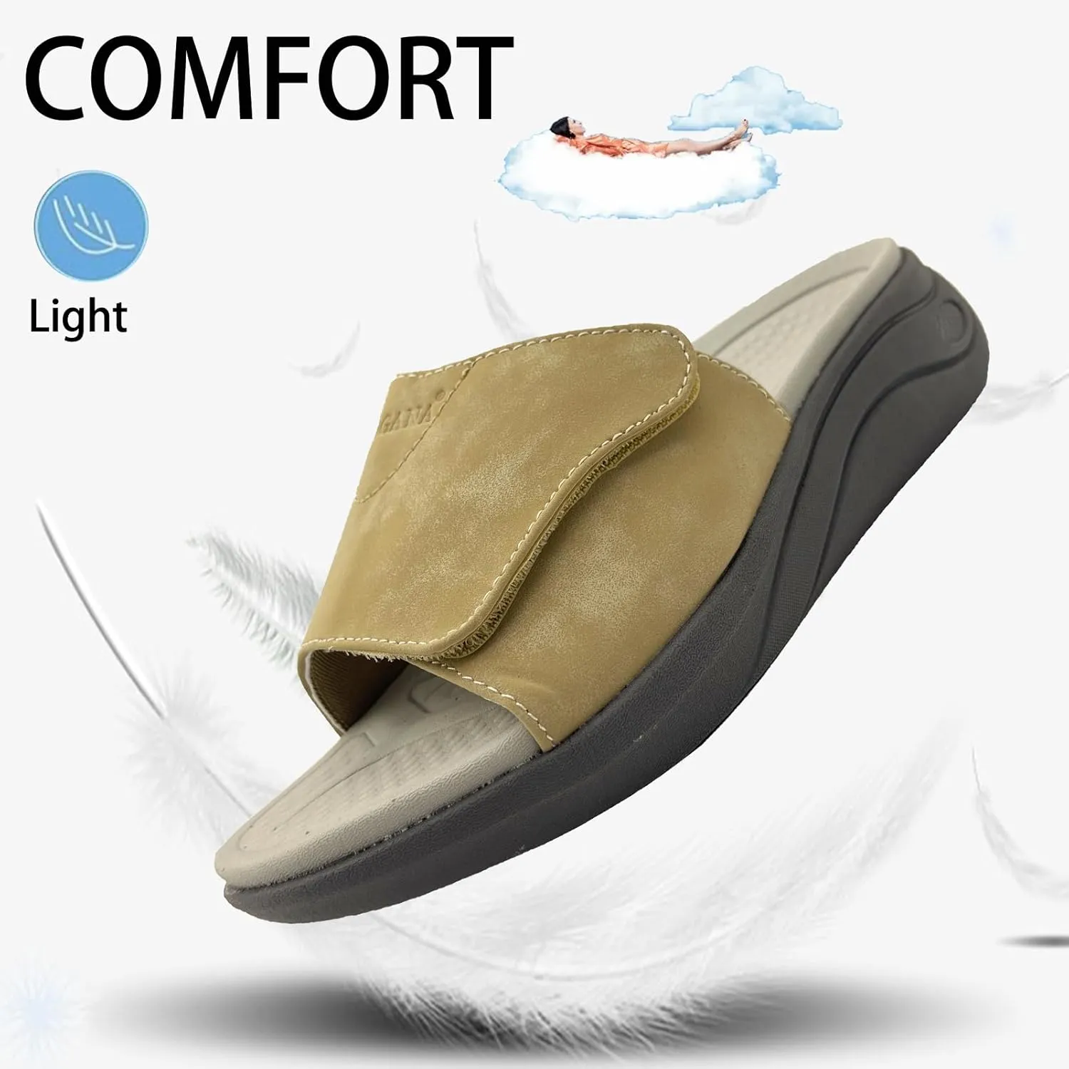 Slide Sandals for Women with Adjustable Width Arch Support Orthotic for Plantar Fasciitis Swollen Feet Pain Relief Neuropathy