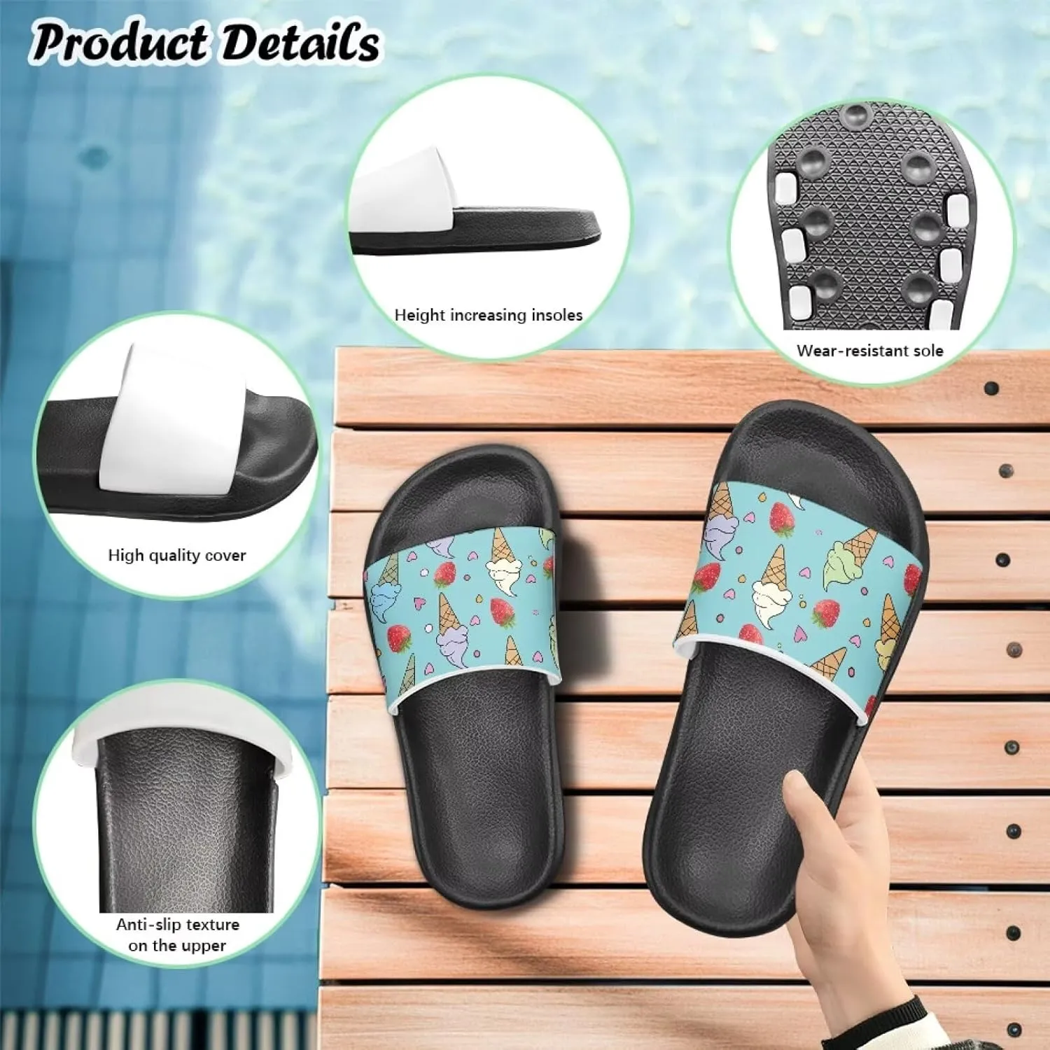 Slides for Boys Girls Quick Drying Kids Slides Sandals Non-Slip