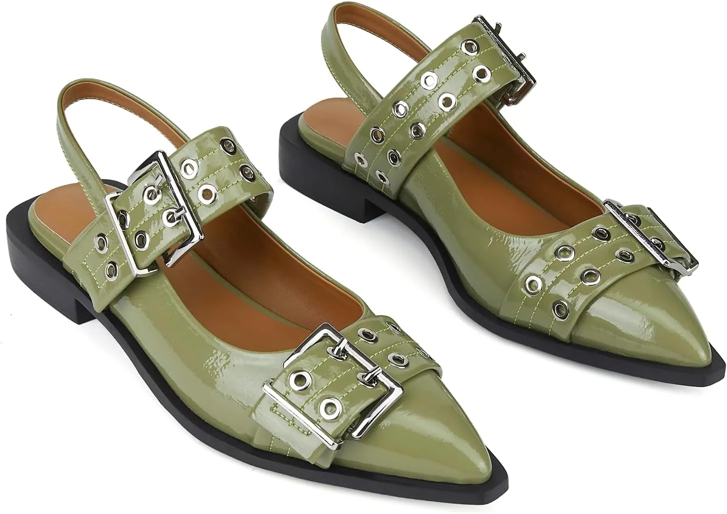 Slingback Ballet Flats for Women, Flats Closed Toe Ankle Strap Pump Shoes Flats Formal Dressy Comfortable Casual Classic Office Party Shoes