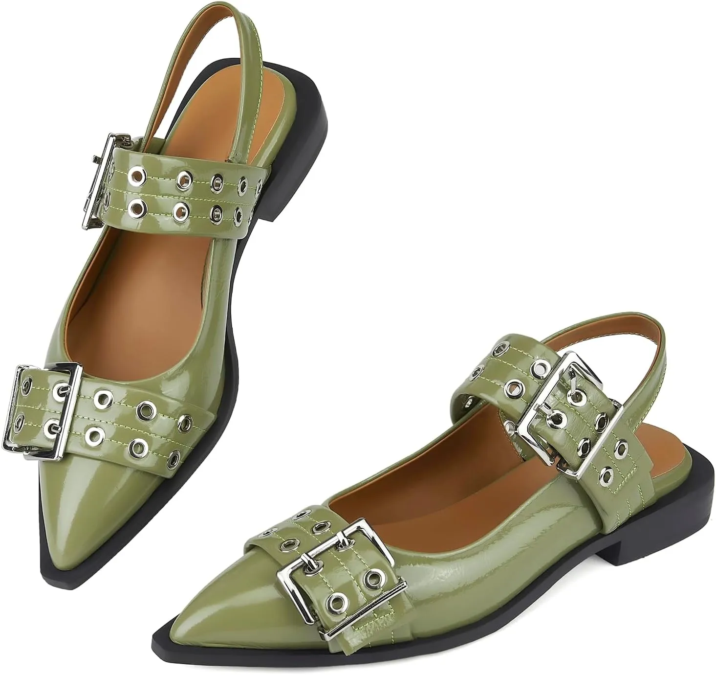 Slingback Ballet Flats for Women, Flats Closed Toe Ankle Strap Pump Shoes Flats Formal Dressy Comfortable Casual Classic Office Party Shoes