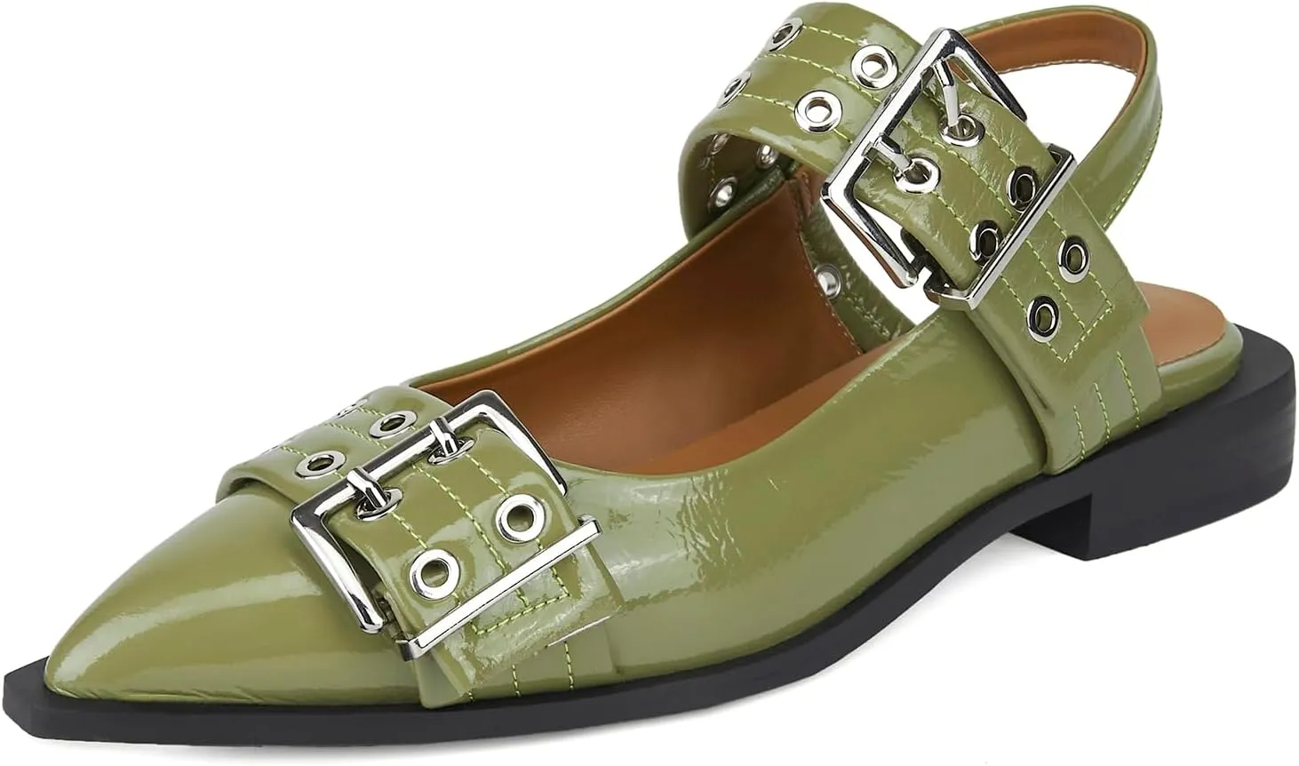Slingback Ballet Flats for Women, Flats Closed Toe Ankle Strap Pump Shoes Flats Formal Dressy Comfortable Casual Classic Office Party Shoes