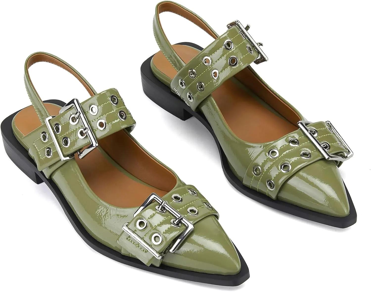 Slingback Ballet Flats for Women, Flats Closed Toe Ankle Strap Pump Shoes Flats Formal Dressy Comfortable Casual Classic Office Party Shoes