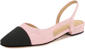 Slingback Flats for Women Cap Toe Two Tone Flat Pumps Work Office Shoes