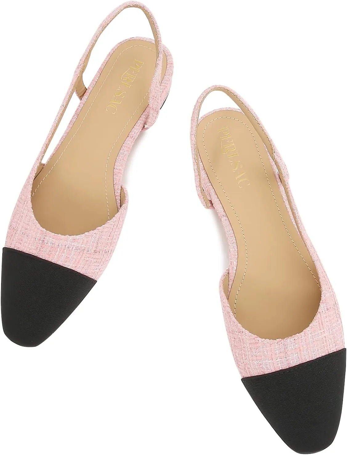 Slingback Flats for Women Cap Toe Two Tone Flat Pumps Work Office Shoes