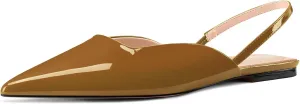 Slingback Flats for Women Pointed Toe Slip On Low Heel Pumps for Office Casual 0.4 Inches Heels