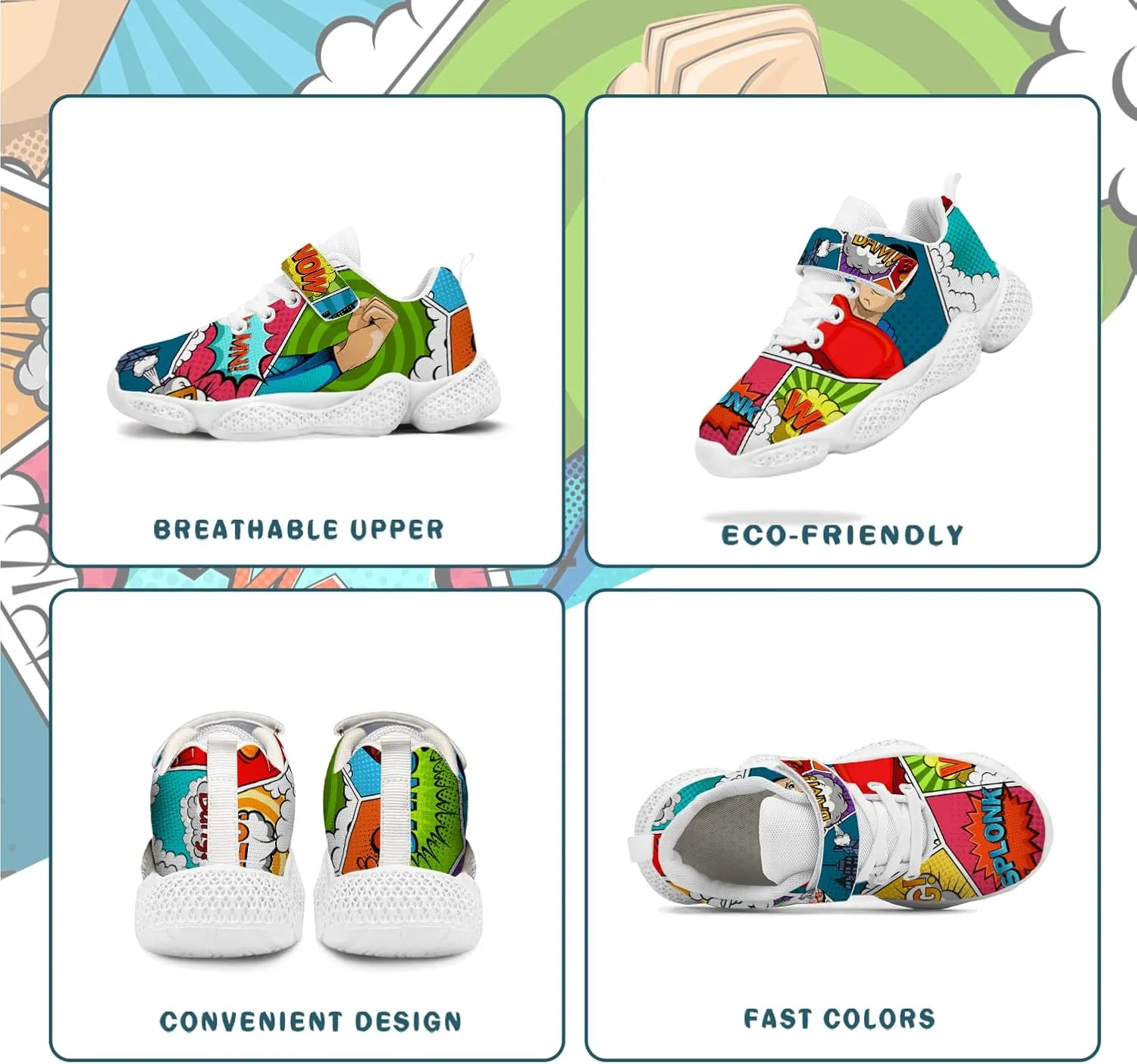 Sneakers for Boys Girls Kids Cartoon Animals Painted Running Shoes Children Outdoor Tennis Shoes
